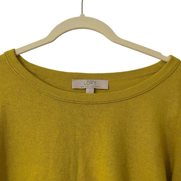 LOFT Mustard Yellow Knit Sweater Size Large Long Sleeves Wool Blend - Picture 3 of 8